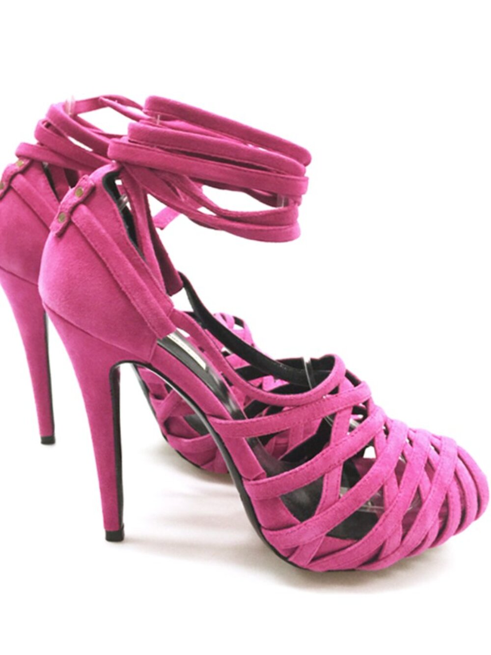 New Pink Genuine Suede Leather Stiletto Heels NYC Designer Handmade